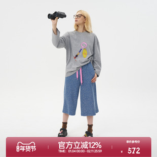 ROLLCALL25早秋新款白色长柄钥匙印花T恤通勤风宽松休闲短袖上衣