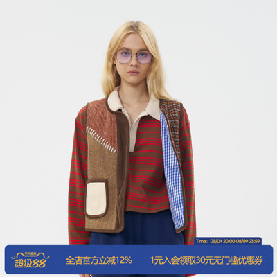 ROLLCALL条纹单排扣复古拼接马甲