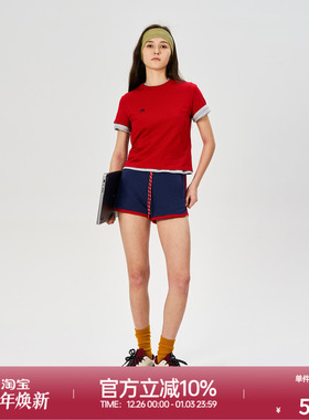 ROLLCALL25新款基础红灰色两件套短袖T恤正肩短袖显瘦百搭