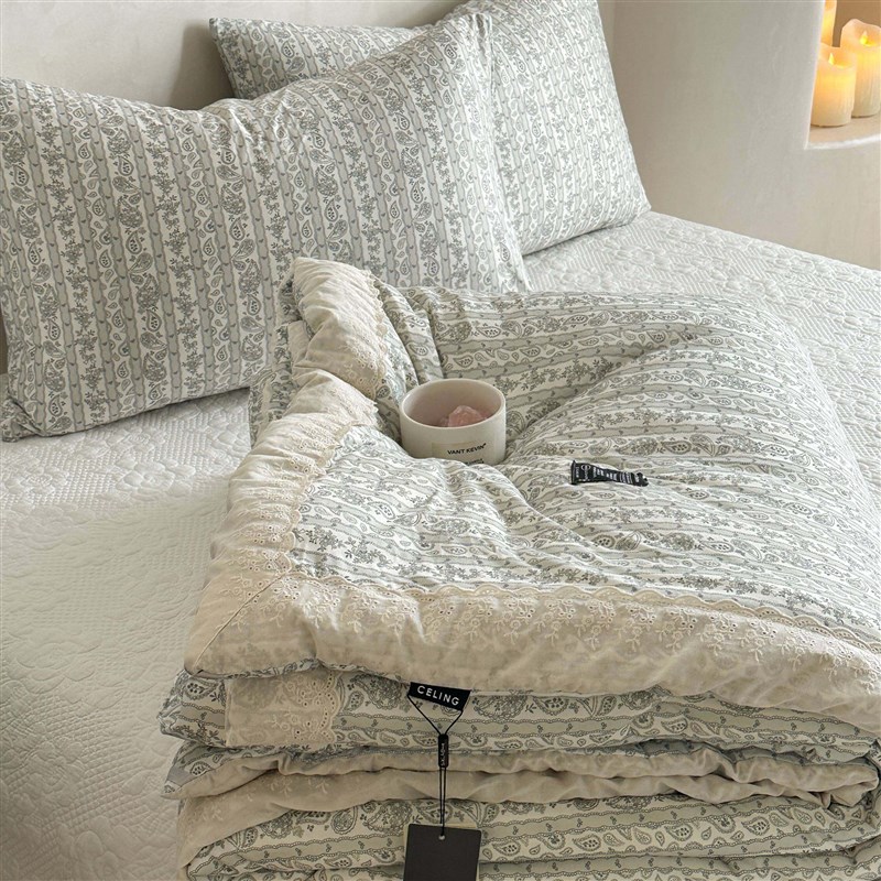 法式针织棉被子被芯n双人春秋被加厚冬被单人保暖一体被可机洗四