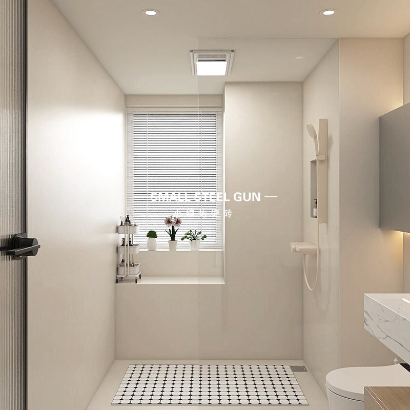 侘寂风奶油色e通体柔光哑光卫生间微水泥瓷砖厨房浴室阳台地砖墙