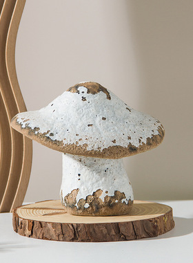 侘寂凤复古做旧家居饰品蘑菇桌面摆件陶瓷民宿客厅创意艺术装饰品