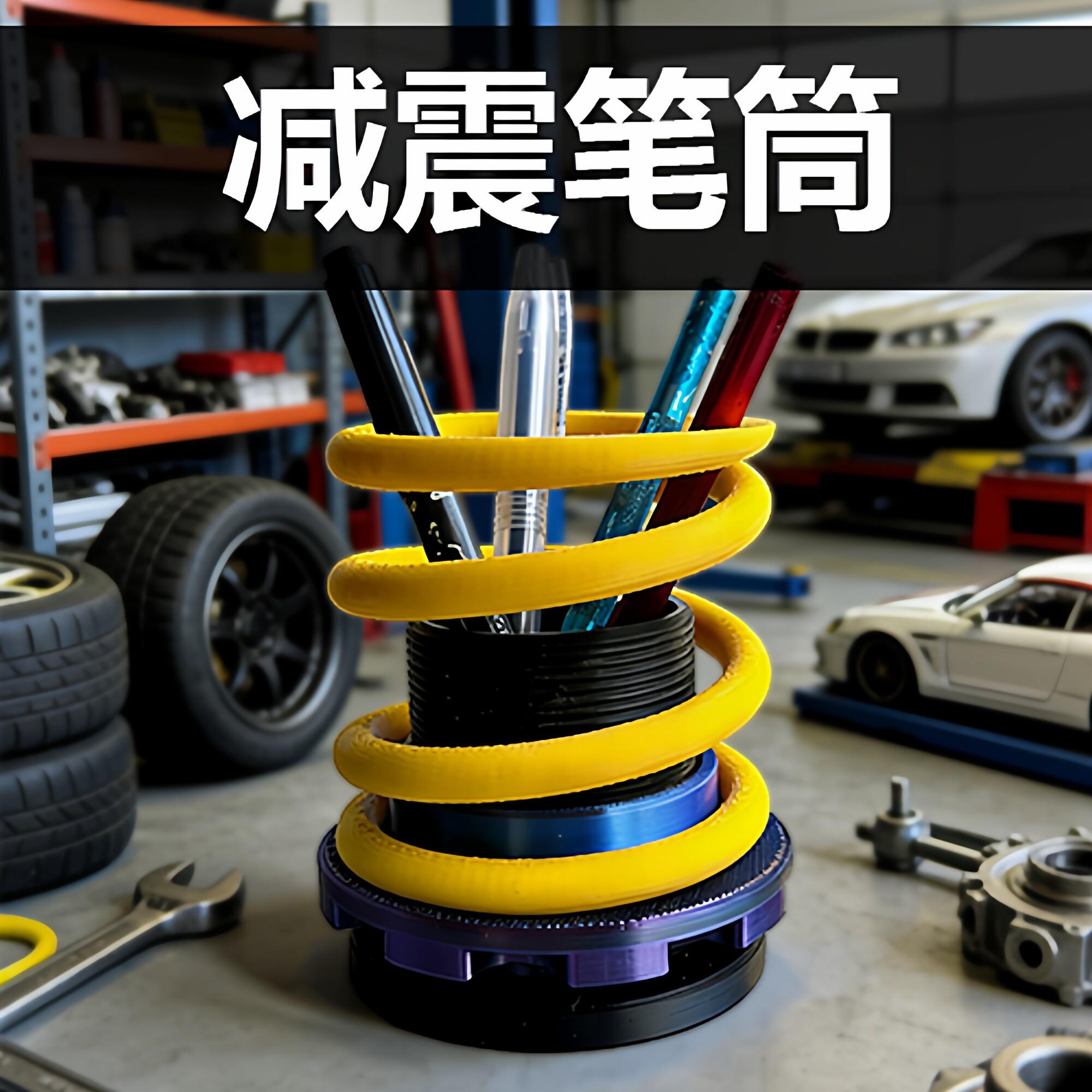 绞牙避震笔筒摆件科技感文具收纳盒学生创意模型礼物办公室减震
