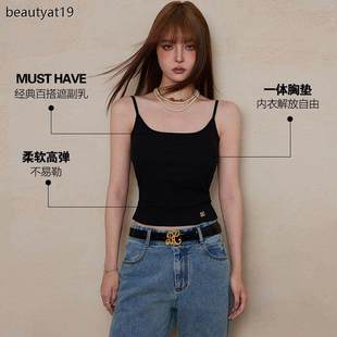 BANANA CICI2024年秋季新款百搭可拆卸胸垫遮副乳背心吊带上衣