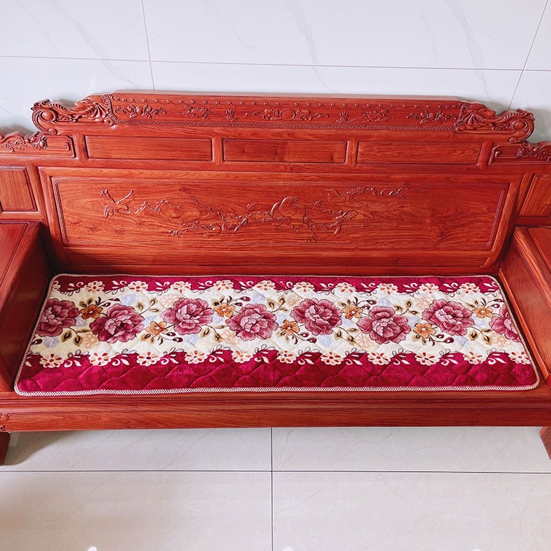 冬天款沙发垫厚毛绒实木保v暖秋防滑红木真皮中式家用三人位长躺