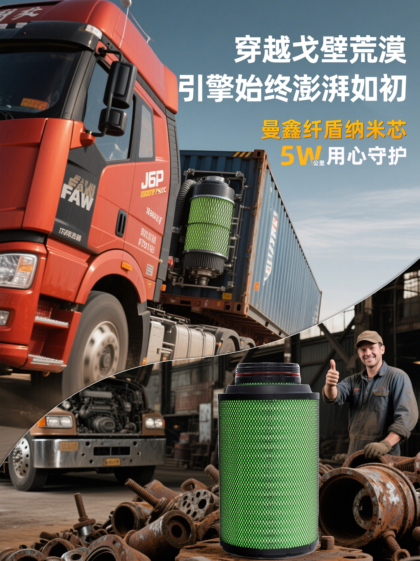Элемент воздушного фильтра PU3347 подходит для Foton ETSGTL400 Daimler 510 Auman ETX430 cone 460 Изображение 1