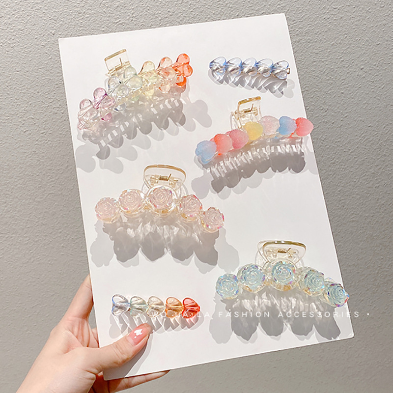 可爱软糖甜美大号抓夹网红百塔发夹后脑勺盘发鲨鱼夹发饰发卡