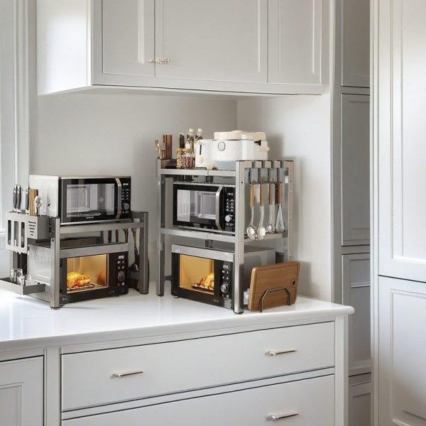 可伸缩厨房微波炉置物架双层台面烤箱电器收纳支架多功能家用架子,厨房/烹饪用具,微波炉置物架,淘宝优惠券,粉丝福利购,淘宝优惠卷