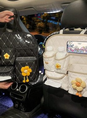 S1Y车载收纳袋后排椅背卡通置物挂袋多功能汽车内饰纸巾盒垃圾桶