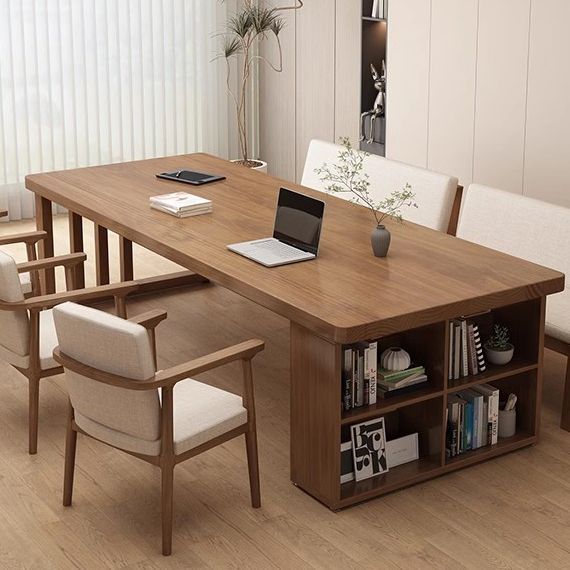 简约客厅书桌学习桌家用写字书柜办公条桌工作台电脑桌实木