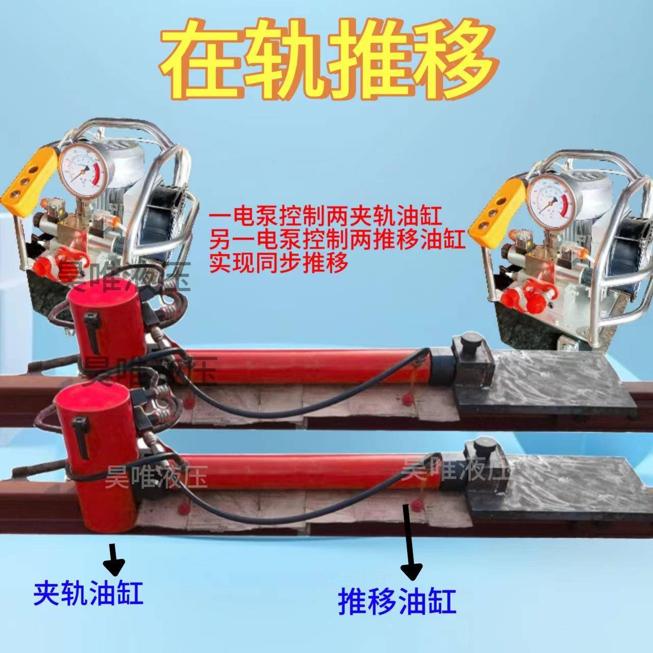00t+80t轨道液压千斤顶双作用液压千斤顶横移两端吊耳电动千斤顶