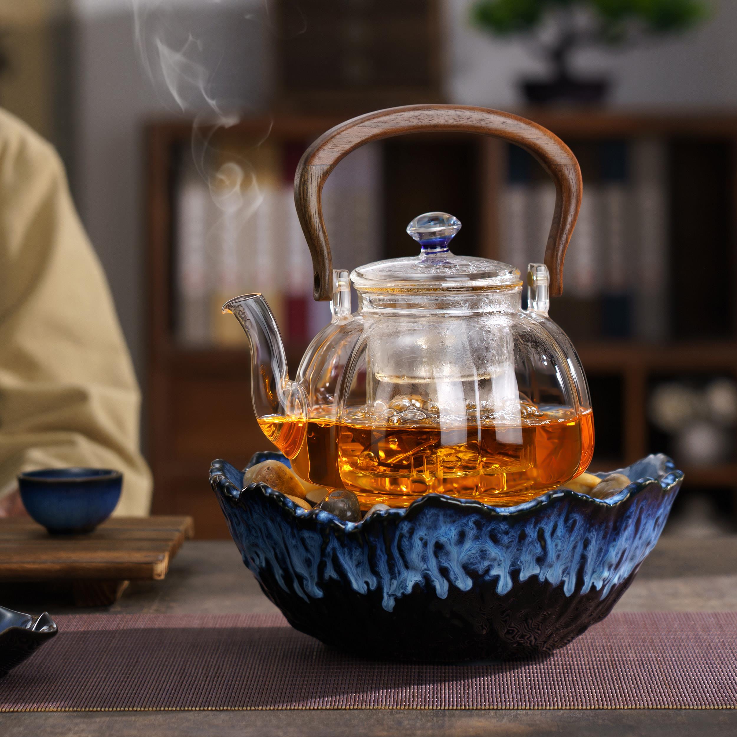 围炉煮茶电炉家用室内耐高温高端玻璃煮茶器高颜值陶瓷电陶炉套装