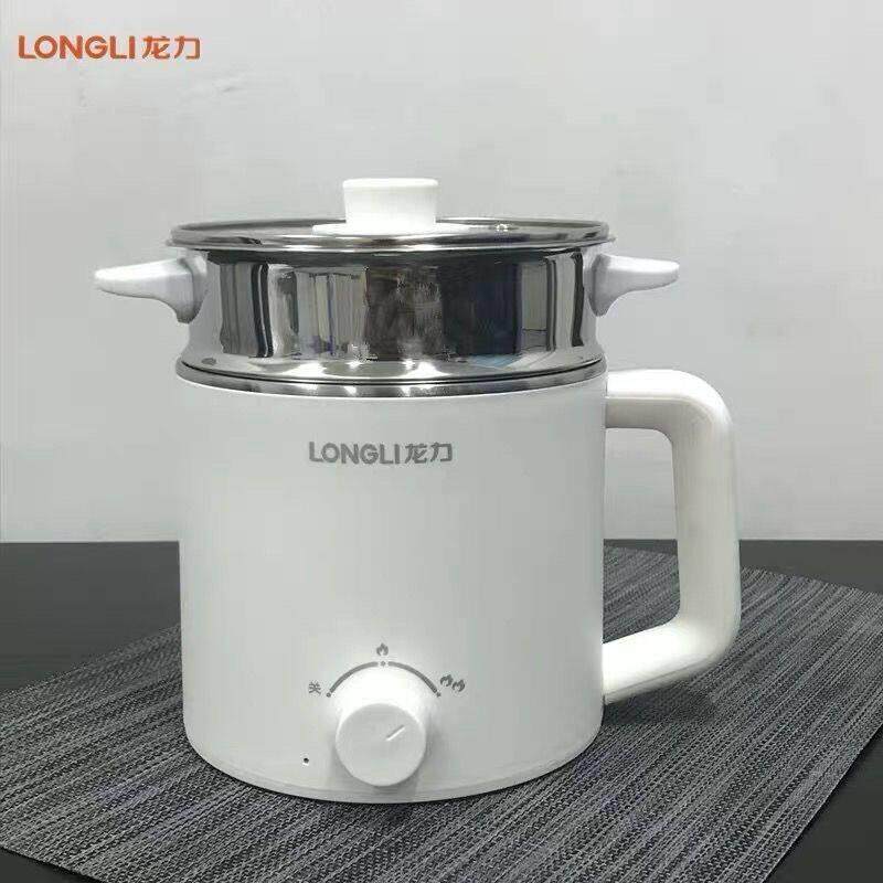 龙力304不锈钢电煮锅家用小功率 LL-8008连体式迷你电锅1.6L