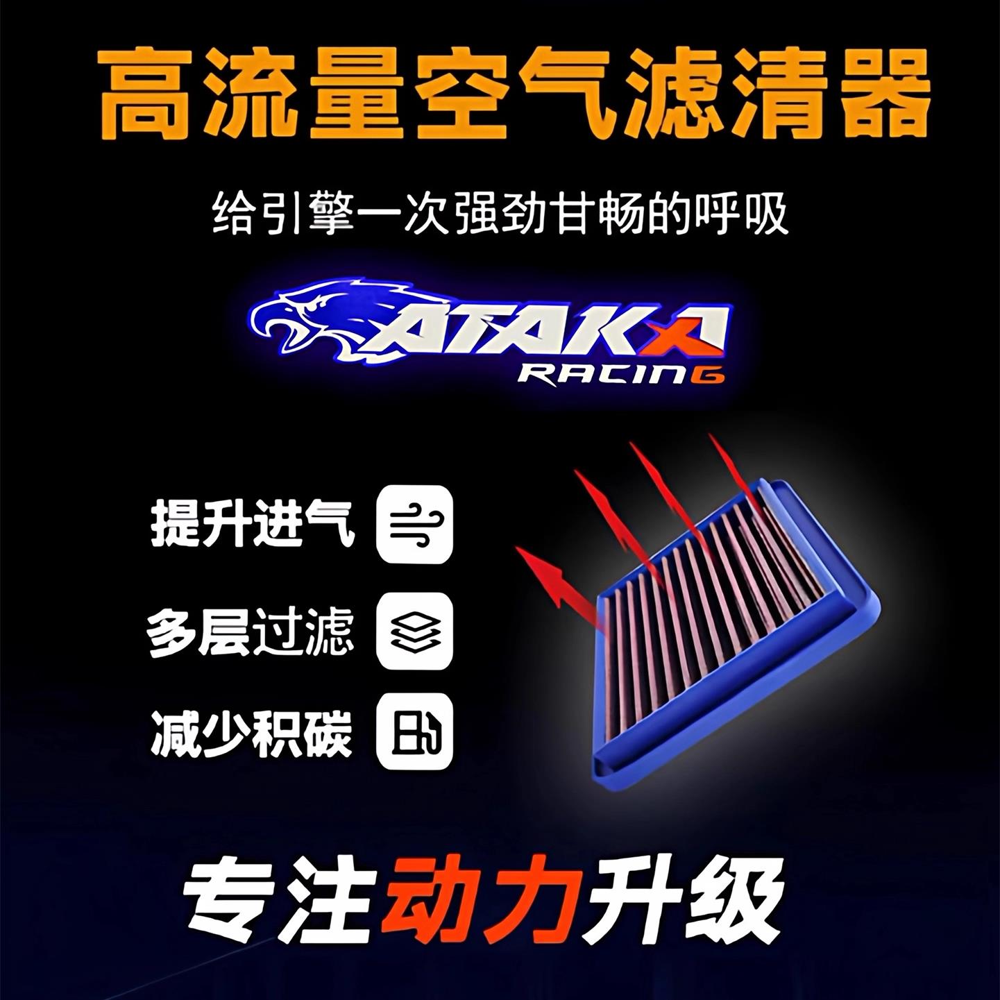 ATAKA适用XMAX300竞技高流量空滤芯NMAX155空气滤芯NVX155滤清器
