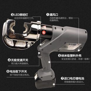 400充电式 厂促EZ 液压钳电动压线钳300接H型线夹剪切二合一端子压