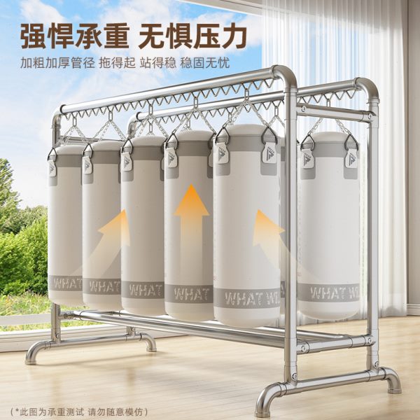 长促镀锌钢管晾衣架落地家用阳台挂衣户外室外防风双杆水管晒被子