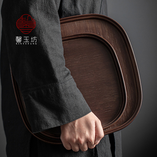 全竹四方形圆角托盘放茶杯水杯子茶盘家用现代小型茶海干泡台 日式