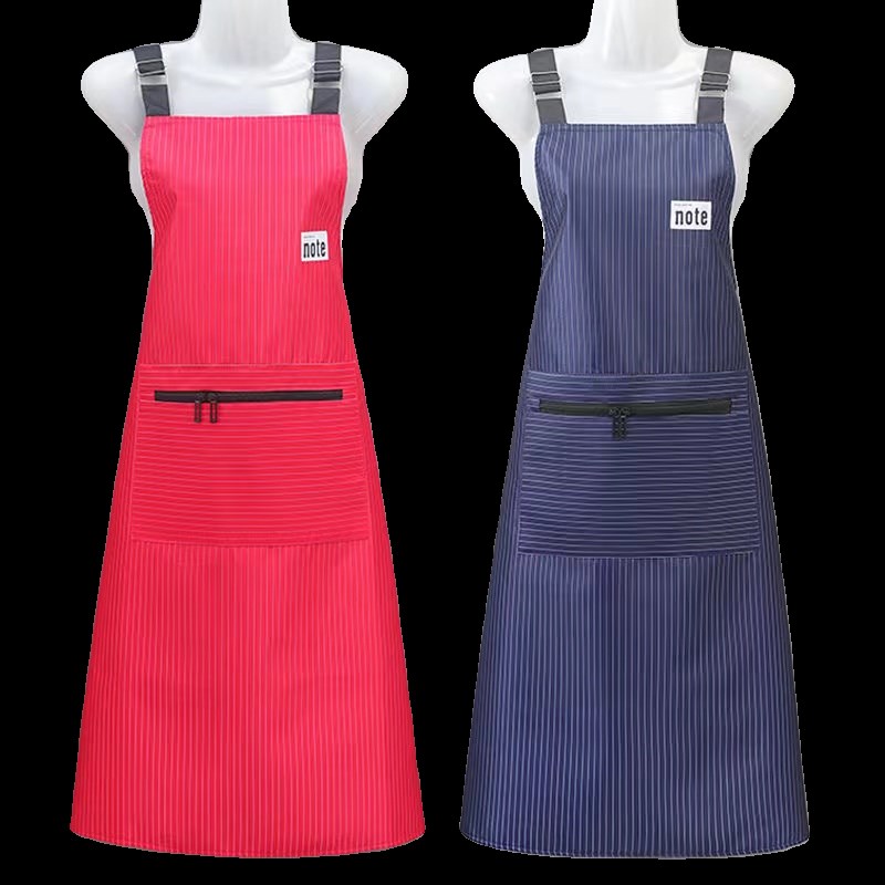 加长加大防水围裙家用厨房餐饮做饭防油I拉链兜男女工作服定做印