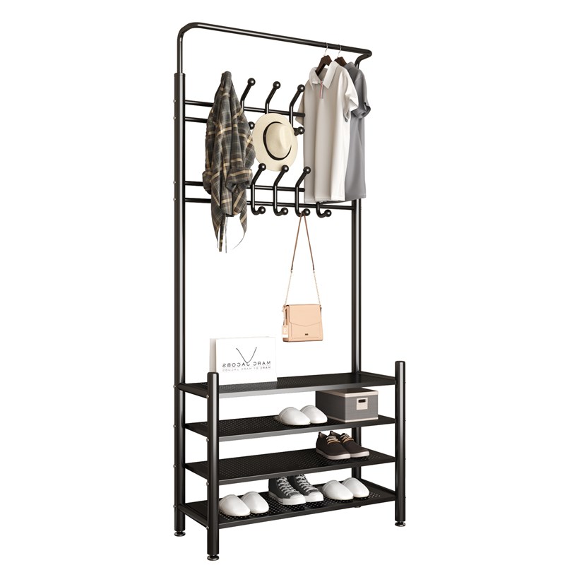 门厅鞋架简易门口家用挂衣架室内好看宿舍收纳多层防尘落地衣帽架