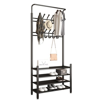 门厅鞋架简易门口家用挂衣架室内好看宿舍收纳多层防尘落地衣帽架