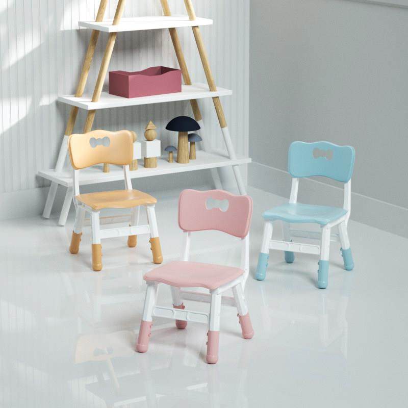 QW儿童加厚塑料卡通靠背小板凳家用可升降高度调节幼儿园宝宝椅子