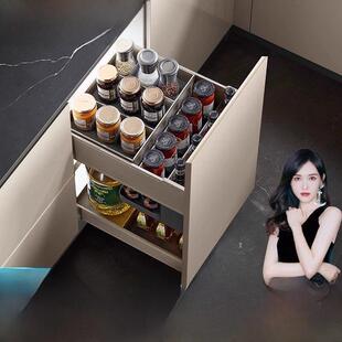 诺米魅影系列厨房橱柜抽中抽调味拉篮抽屉式双层收纳架调料置物架