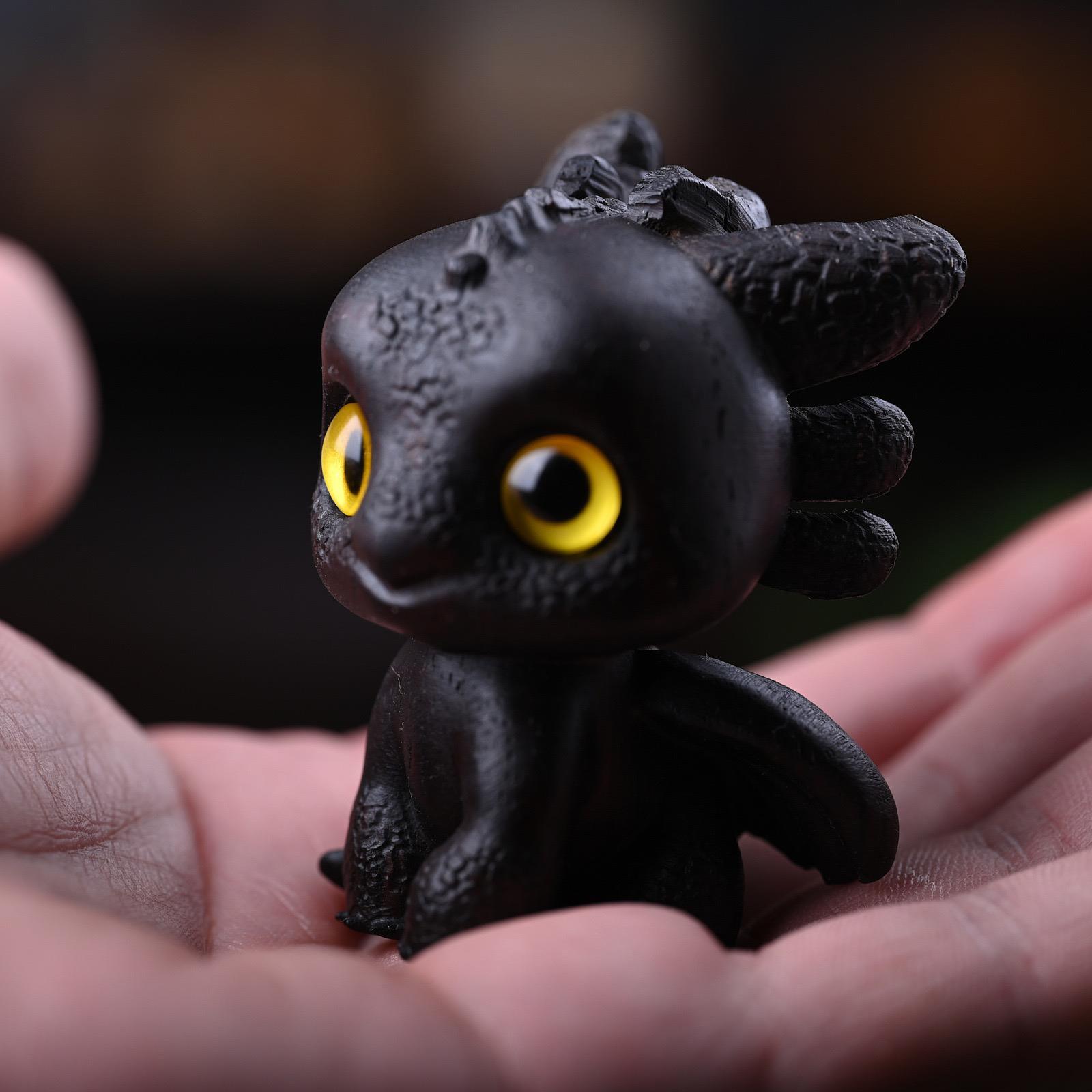 驯龙高手夜煞无牙仔沉香木雕木质卡通可爱玩偶创意家居桌面摆件