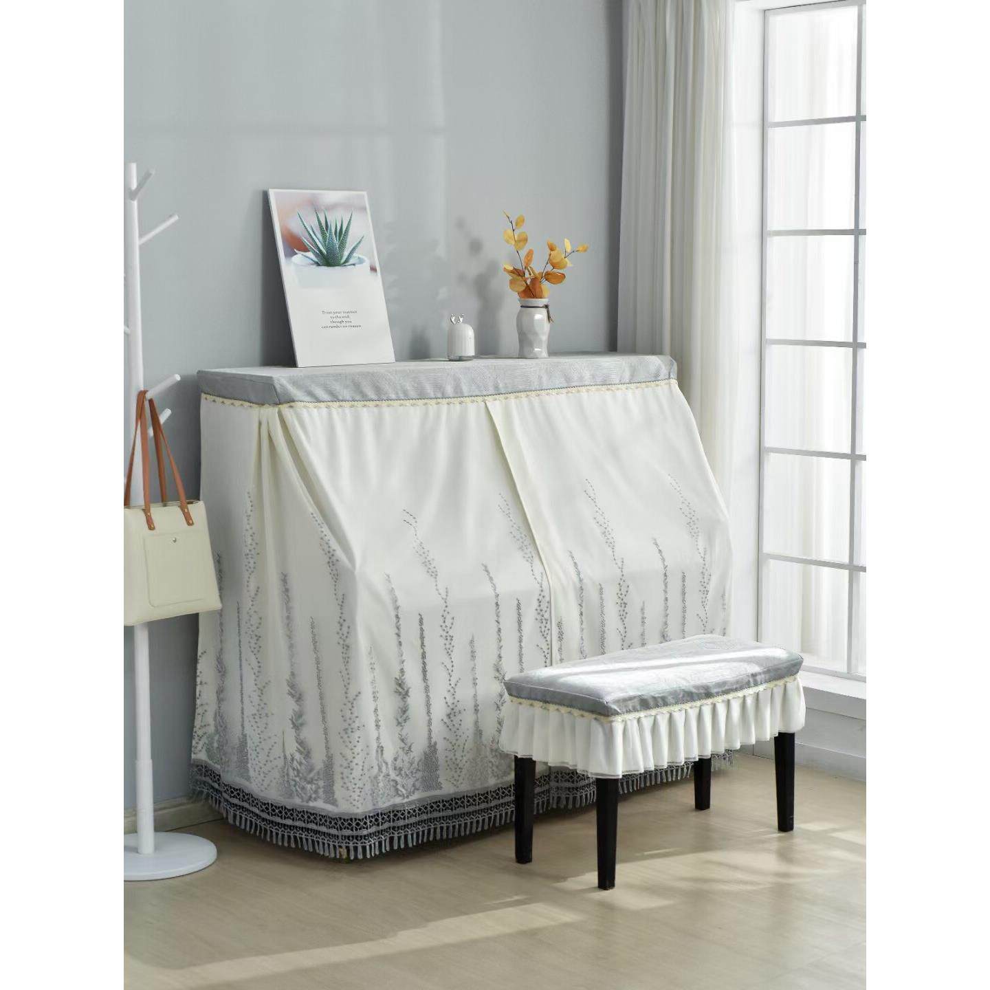 现代简约钢琴罩网蕾丝防尘钢琴全罩钢琴凳罩小清新风格出口品质