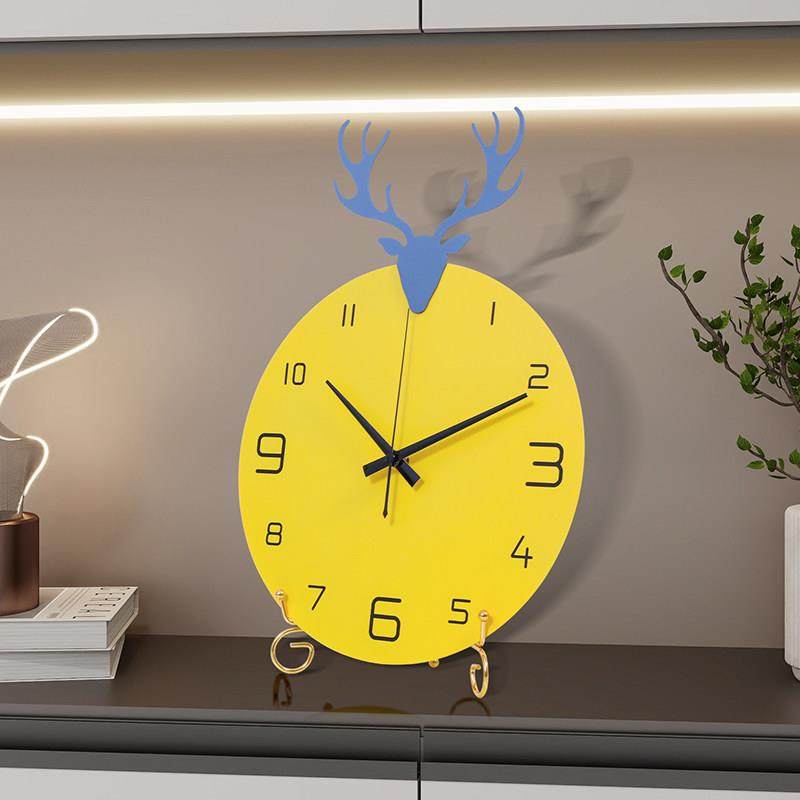 现代简约座钟摆放电视柜个性创意网红摆件钟表鹿头家用台式座钟,家居饰品,座钟,淘宝优惠券,粉丝福利购,淘宝优惠卷