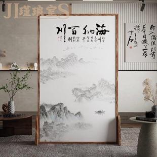 屏风隔断办公室卧室客厅玄关碳晶木座屏 新中式