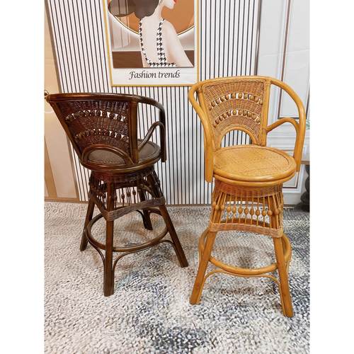 印尼天然植物藤椅转椅休闲椅高脚椅酒吧椅纯手工编织厂家直销