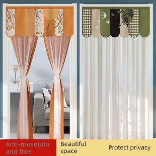 无冲孔花边门帘防蚊纱帘卧室隔断窗帘双层织物家庭隐私半挂窗帘魔