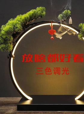 创意LED灯圈摆件三色光禅意客厅玄关办公室家用桌面家居装饰摆设