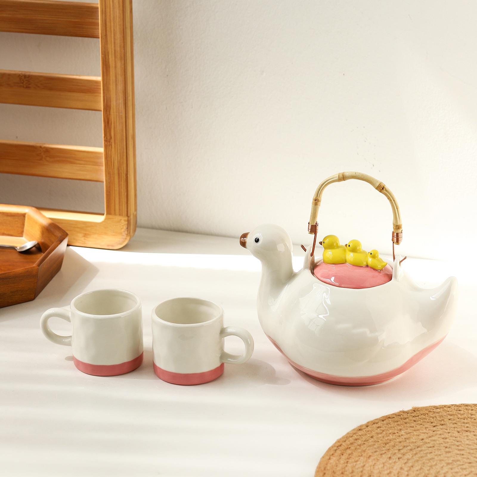 创意超萌小鸭子水壶套装陶瓷釉下彩夏天冷水壶茶壶水具家用水杯