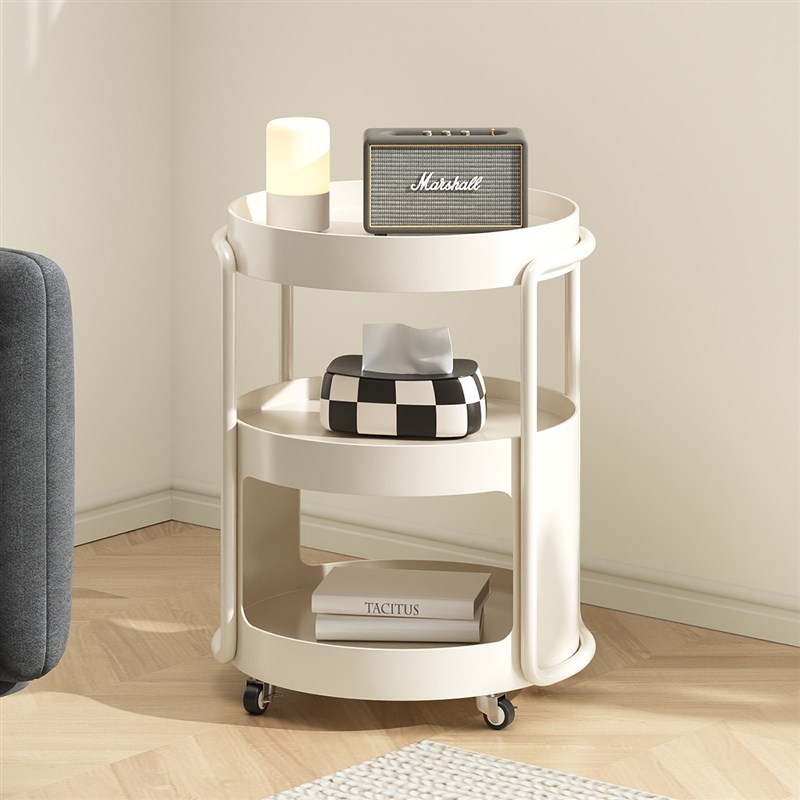奶油风沙发边几客厅可p移动小桌子家用小圆桌迷你茶几床头置物架