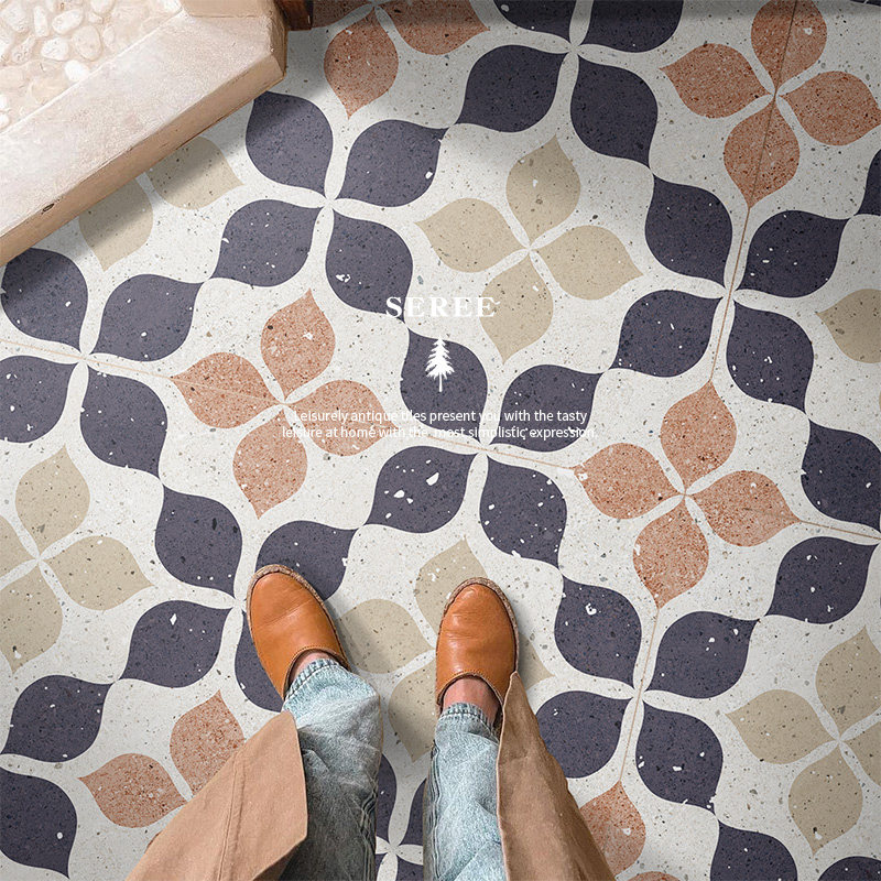 中古南洋风复古仿古砖花砖600x600 客餐厅阳台水T磨石地砖厨房瓷