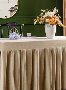 定制纯色酒店会议桌布墨绿色会议室绒布长方形桌套签到台展会台裙