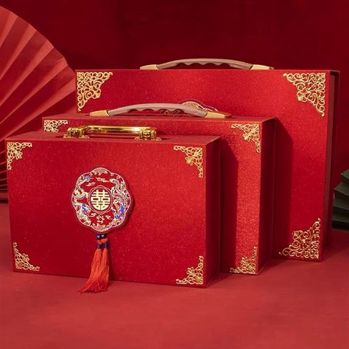 结婚彩礼钱盒提亲订婚下聘礼金箱子婚礼聘金10万女方陪嫁用品套装