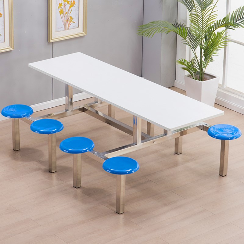 学校学生食堂餐桌椅组合4人6人8人员工厂连体不锈钢餐桌快餐桌椅