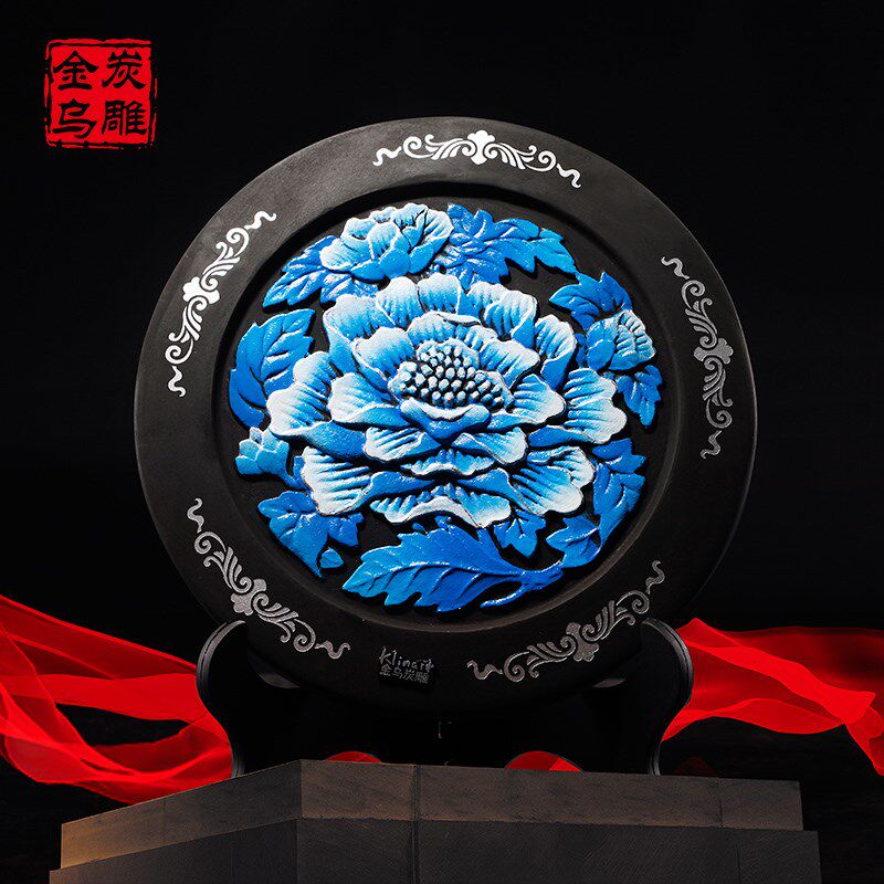 金乌炭雕富贵芙蓉欧式客厅家居创意现代酒柜电视柜摆件装饰工艺品