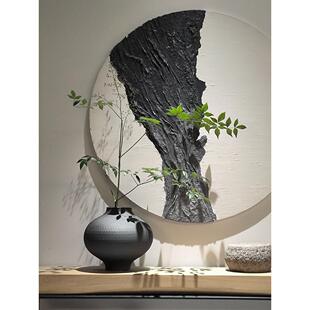 黑色陶罐陶瓷花瓶装饰禅宗插花花盆侘寂式中国现代高端陶瓷花盆