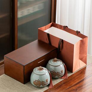 新款国风茶叶罐包装盒空礼盒装高档覆古空盒子古树红茶黄茶定制款