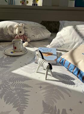 田园覆古灰色文艺树叶全棉老粗布床单床笠单件亚麻棉麻床包夏天