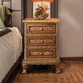 异丽东南亚家俱床头柜覆古卧室床边小矮柜子抽屉式 储物柜斗柜