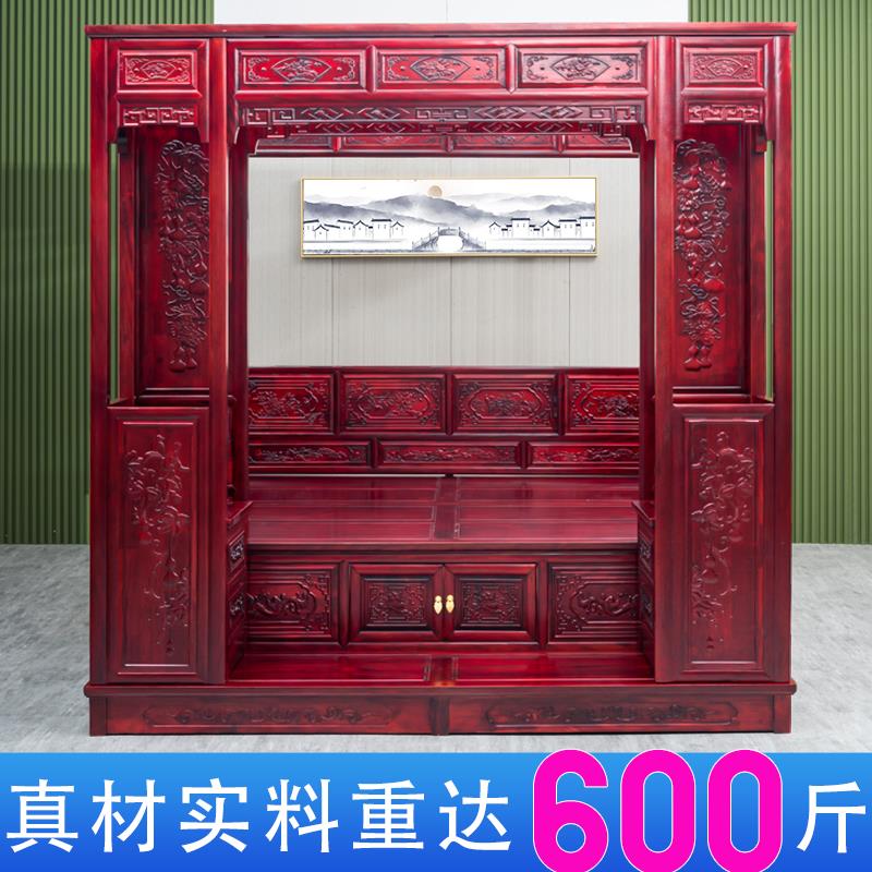 老楠木中式千工覆古典红花梨彷古代家俱宫廷实木床拔踏步床架子床