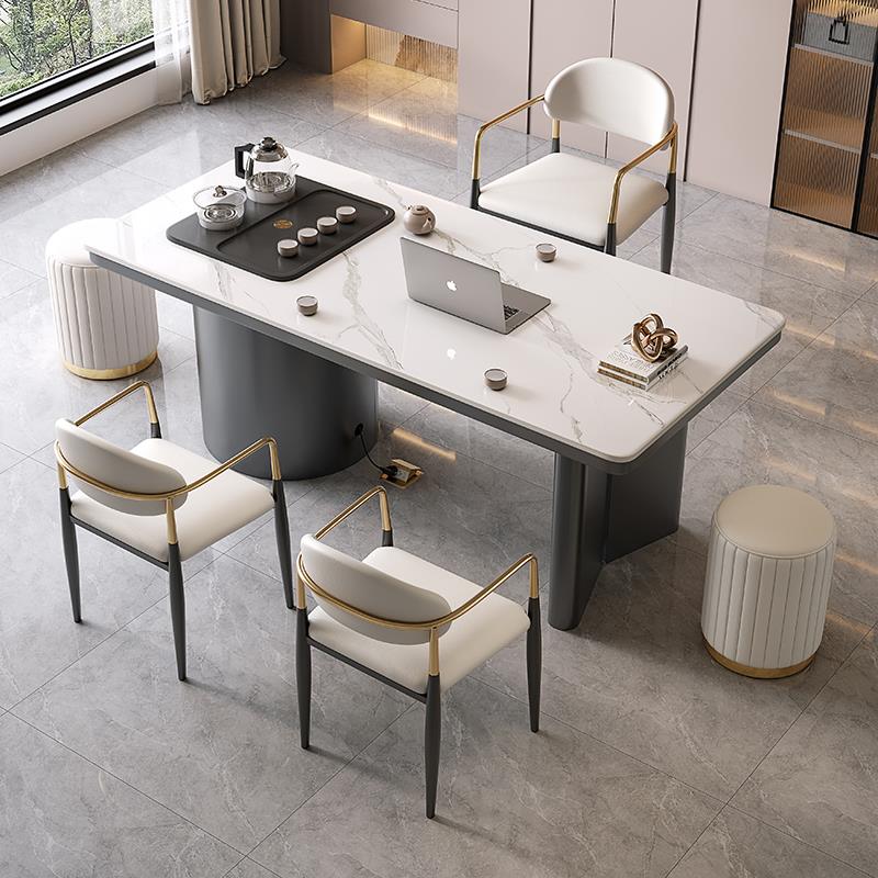 岩板茶桌椅组合现代简约意式轻奢客厅办公茶台阳台家用烧水壶一体