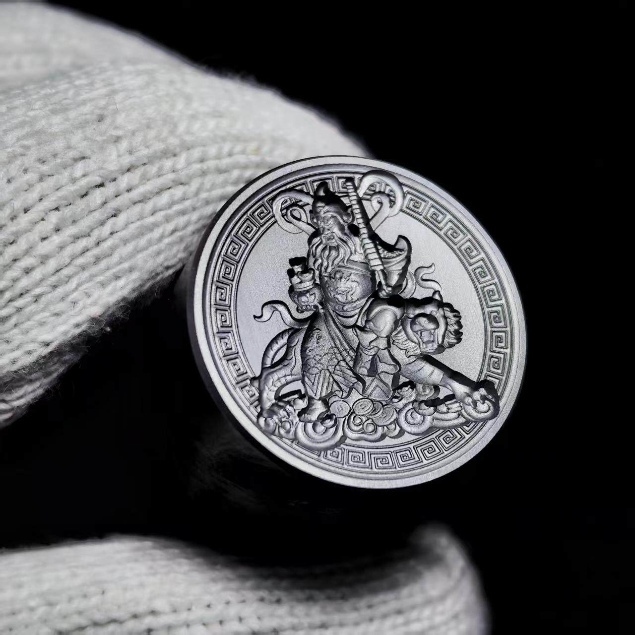 CNC精雕武财神赵公明浮雕钢印金银加工钢模錾刻工具