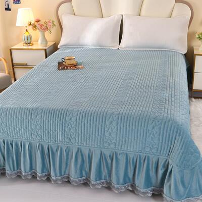 宝宝绒床盖2025新款冬季榻榻米加棉牛奶绒韩版蕾丝花边床单件铺盖