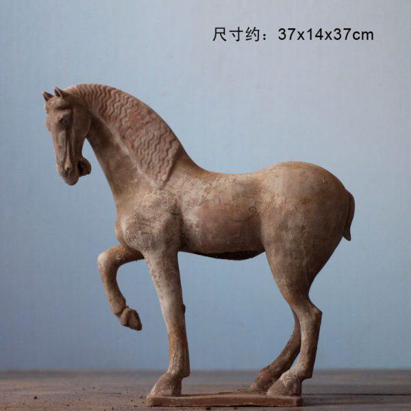 唐代陶瓷马摆件仿古陶马中式客厅玄关博古架装饰古董收藏商务礼品