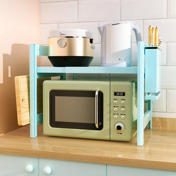厨房烤箱微波炉双层置物架可伸缩桌面架子省空间多功能一体收纳架